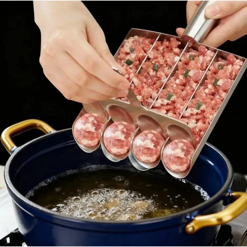 Easy-Release Non-Stick Meatball Maker Set - Manual Meatball Spoon for Effortless Fish Balls-Ideal Kitchen Tool for Home Cooking