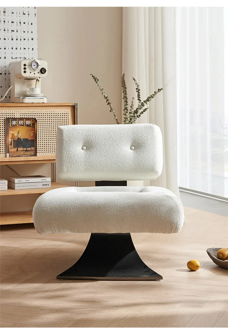 Italian-Style Light Luxury Designer Stainless Steel Fishtail Chair Leisure Chair Special-Shaped Teddy Velvet Lazy Recliner