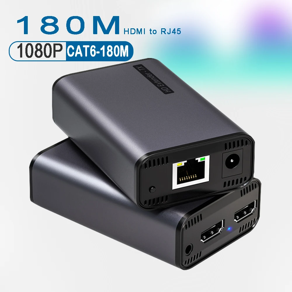 180M HDMI-Compatible Extender RJ45 ethernet Adapter Over ip Network Cat5e/6 Cable 1080P 60hz IR Extender Loop Splitter Amplifier