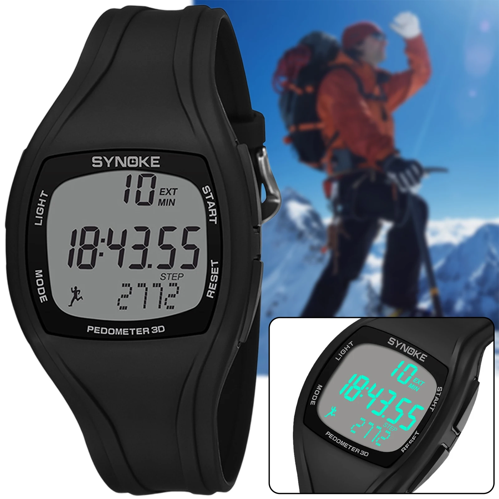 Digital Watch For Men Easy Read Display With PU Strap For Running Climbing Fishing