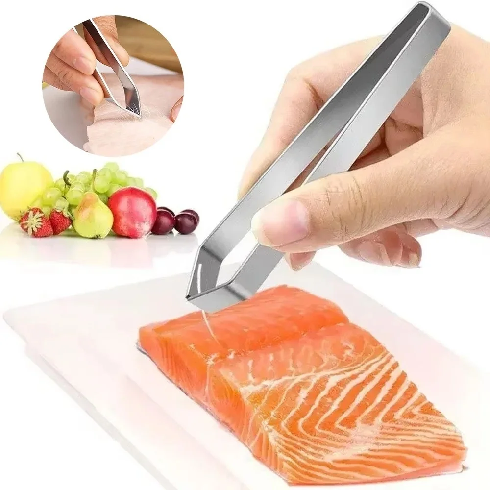 430 Stainless Steel Fish Bone Tweezers Pincer Clip Puller Remover Tongs Kitchen Gadgets Fish Bone Plucking Clamp