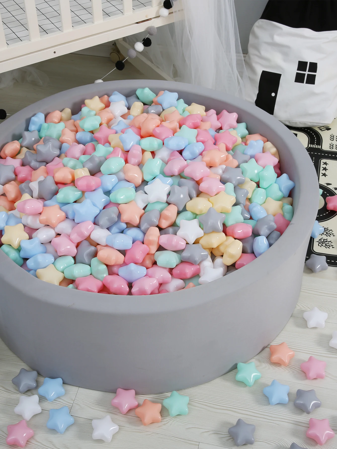 2.67Inch 150Pcs Ballenbak Ballen Ster Vorm Macaron Mix 7 Colour Bal Bpa Gratis Crush Proof Plastic Speelgoedballen