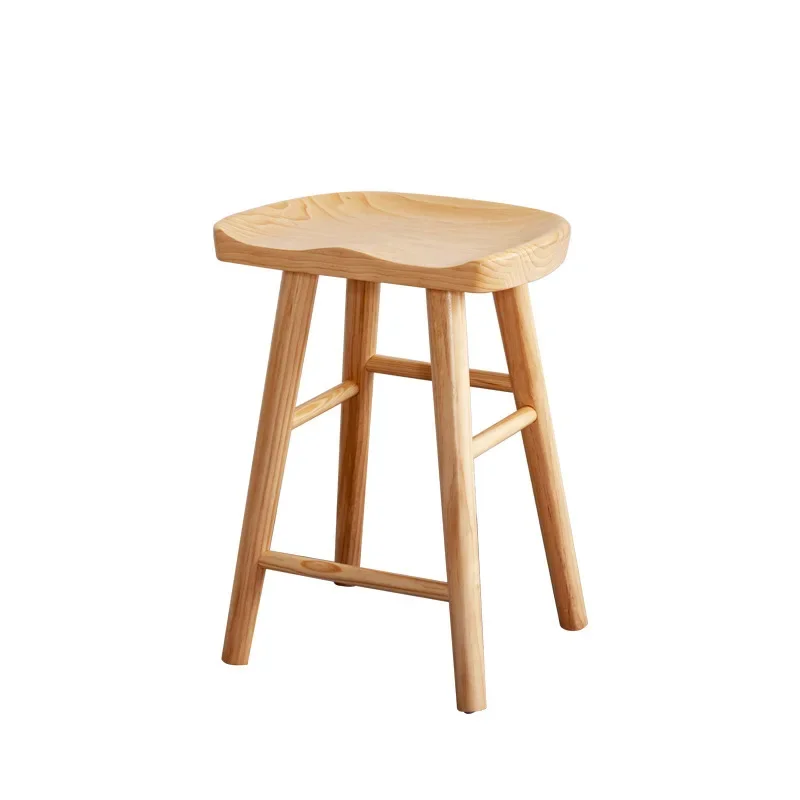 New Chinese Creative Snack Bar Restaurant Restaurant Leisure Low Stool Simple Hotel Log Color Dining Chair