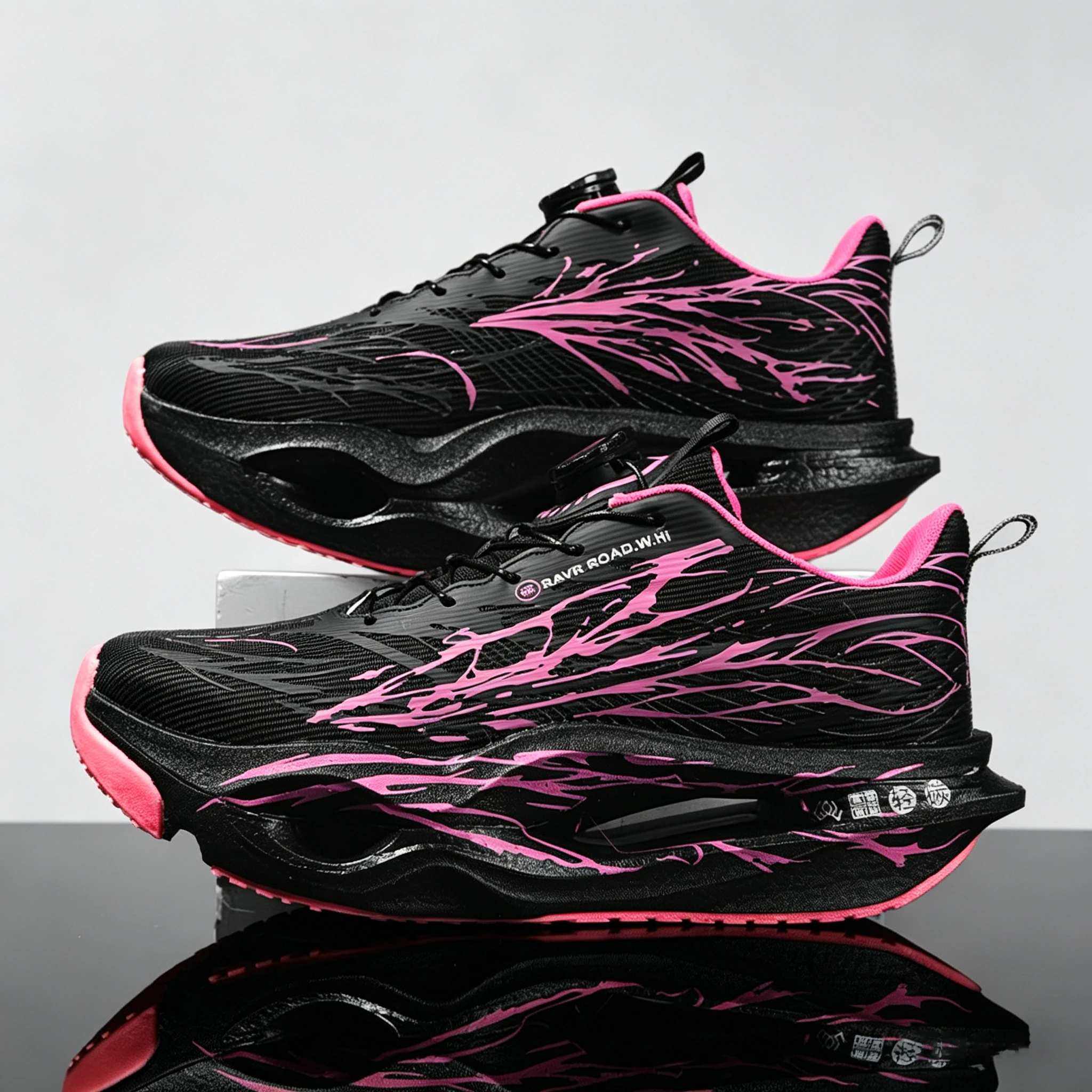 Full length carbon plate racing shoes for men, with knob buckle and no tie design, ultra light and shock-absorbing professional