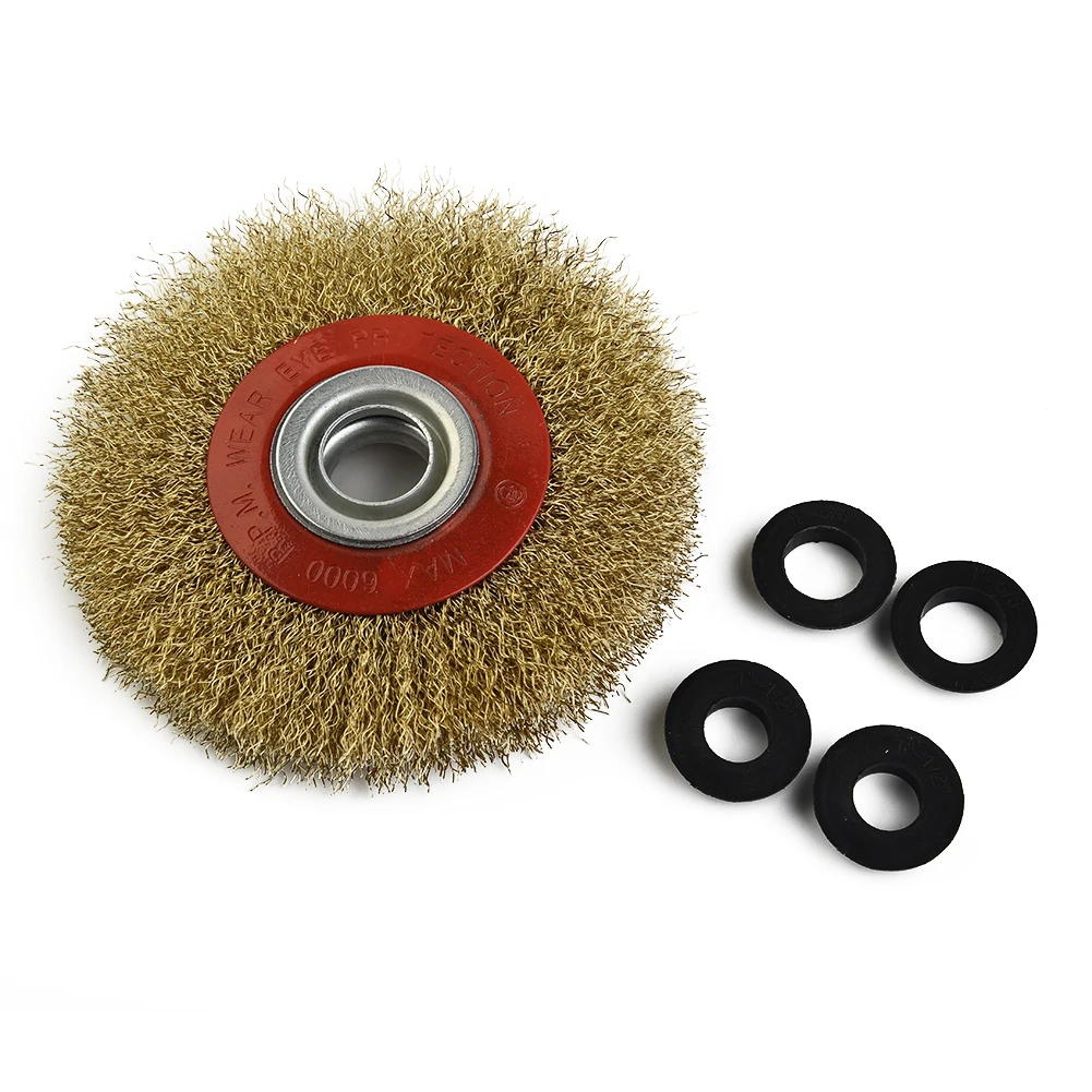 

For portable tools Wire Brush Silver Stainless Steel Brass Plated Carbon removal Deburring Edge mixing Round Steel Wheel