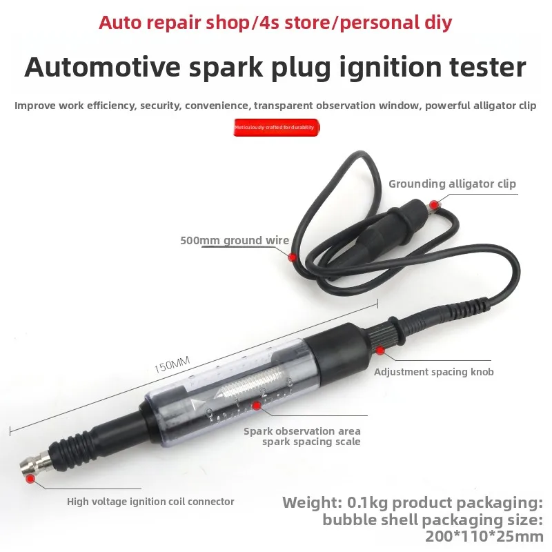 Ignition System Tester Spark Plug Jump Gap Gauge Detector, Auto Ignition Coil High Voltage Wire Spark Plug Testing Measure Tool
