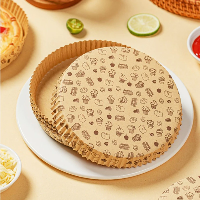 Papel a prueba de aceite para Pizza, placa Circular para freidora de aire, esterilla para hornear, barbacoa, película a prueba de aceite, accesorios de cocina para Pizza, 50 piezas