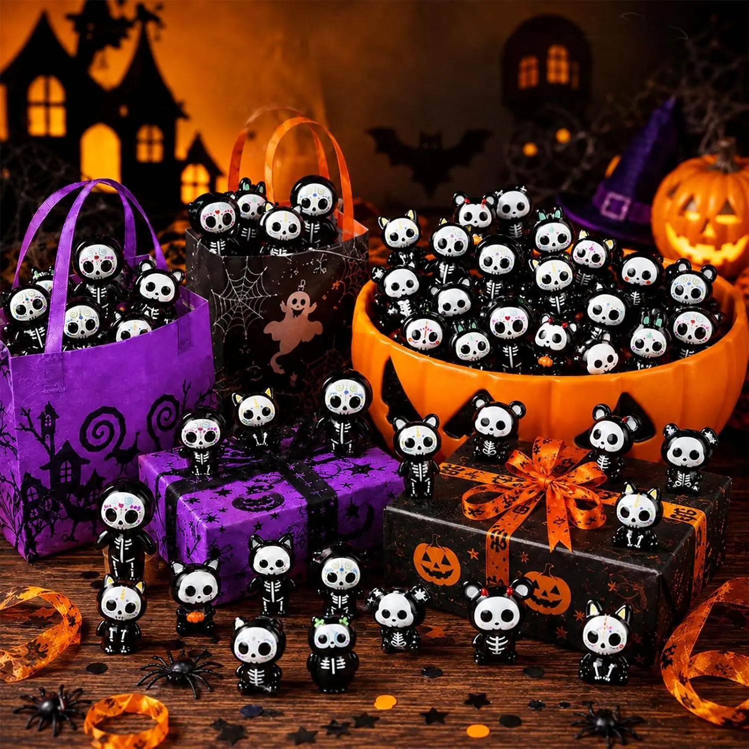 16 Stück Halloween Mini Harzfiguren, winzige Bastelarbeiten, Puppenhausdekoration, Partygeschenke, Beutelfüller, Scrapbook, Mikrogarten-Dekoration – Detail 2