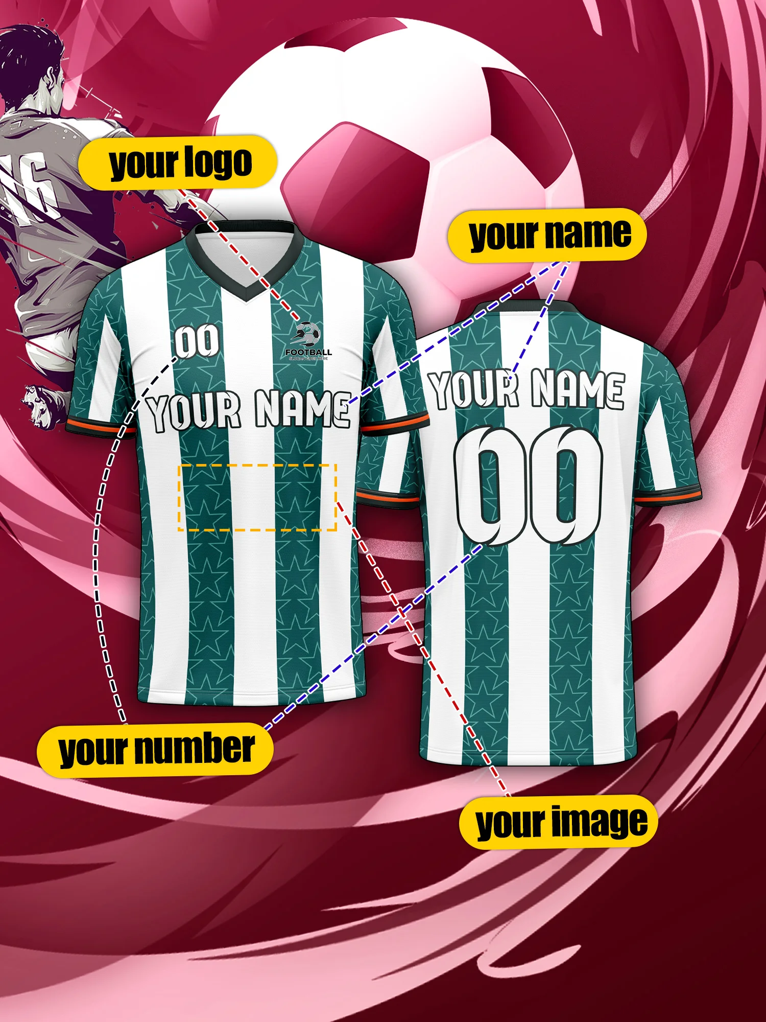 2026 Children's Custom Name and Number Sports V-Neck Jersey, Quick-Drying, Stylish, Heat-Sublimation Technology, Casual Wear