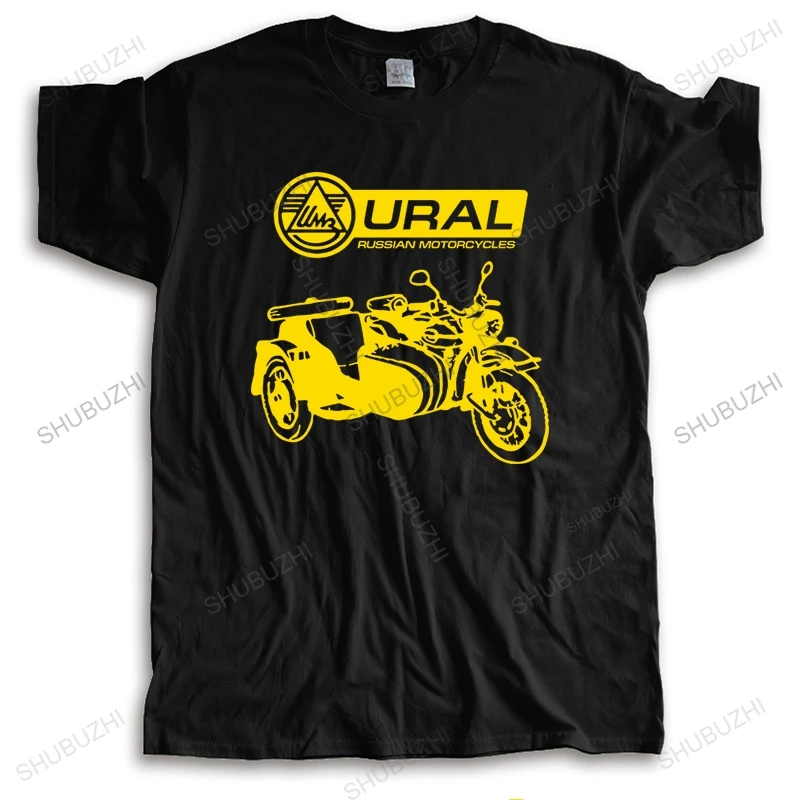 Cotton Tshirt summer Men Crew Neck short sleeve tee Russian Sidecar Vintage Military Motorcycle URAL unisex tee-shirt casual