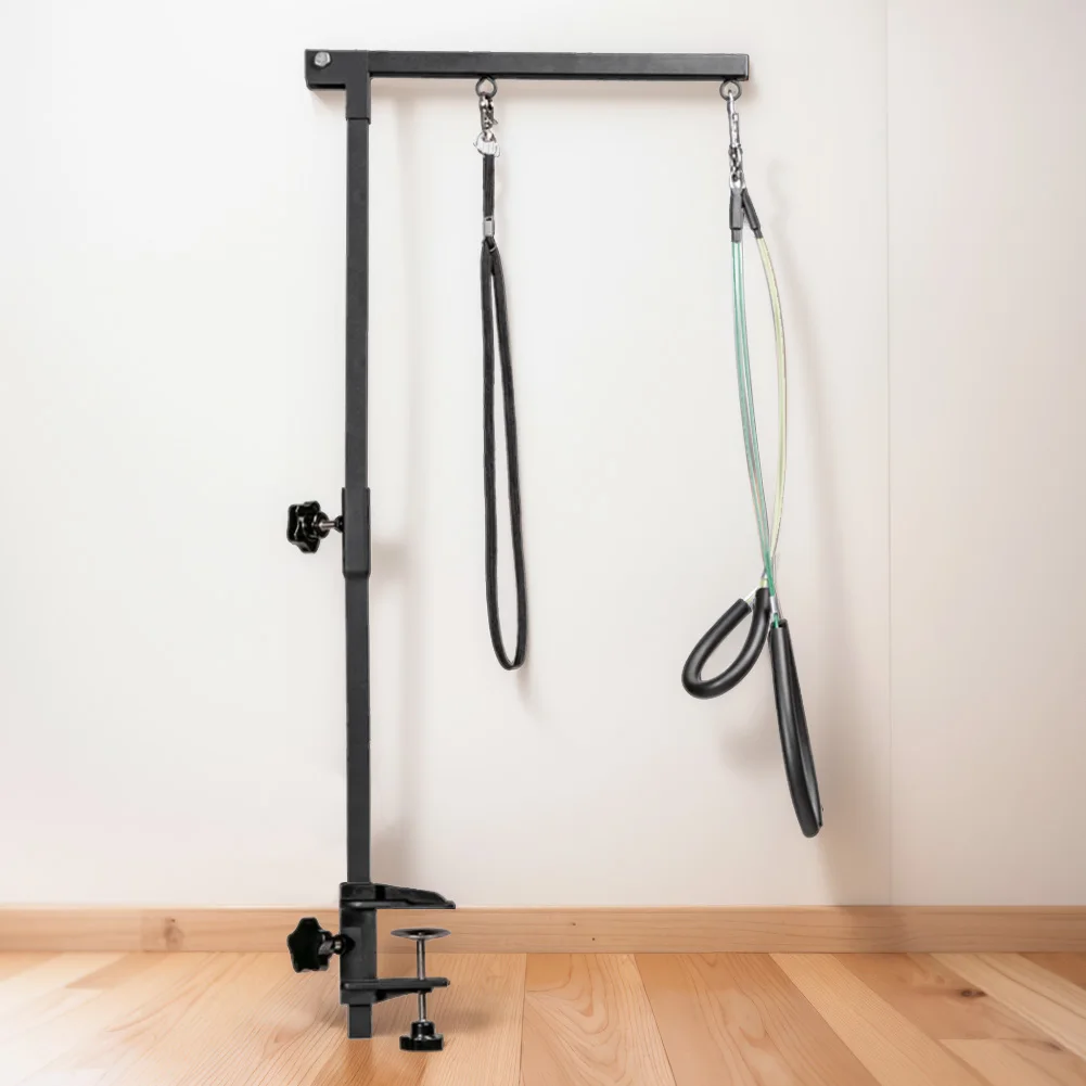 

Pet Foldable Grooming Bracket with Restraint Rope Dog Shower Stand Height Adjustable Desk Dog Cat Holder Telescopic Table Hanger