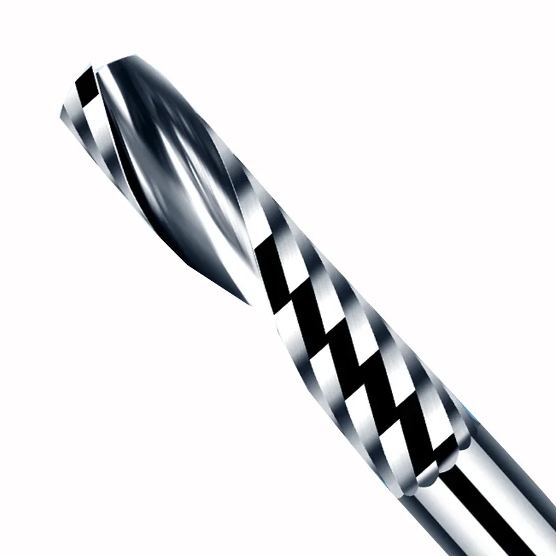 1 قطعة قاطعة المطحنة الحلزونية 1 الناي الأيمن دوامة القاطع الاكريليك بولي كلوريد الفينيل MDF الكثافة مجلس النقش راوتر بت كربيد نهاية مطحنة 6-12 مللي متر #2