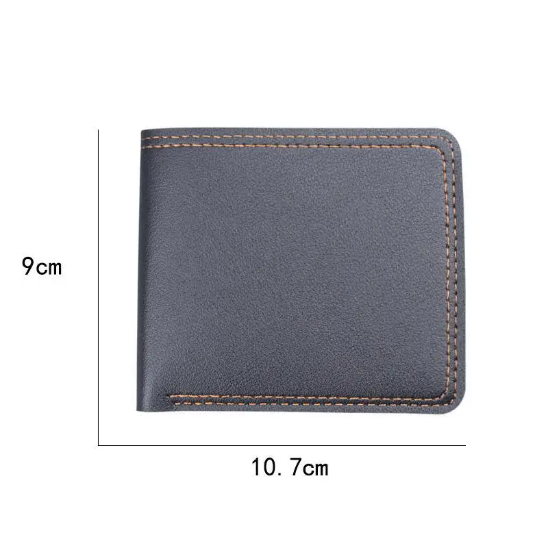 Minimalist PU Leather Men's Short Wallet Black Coffee Large Capacity Multiple Pockets Two-fold ID Card Holder Men Women
