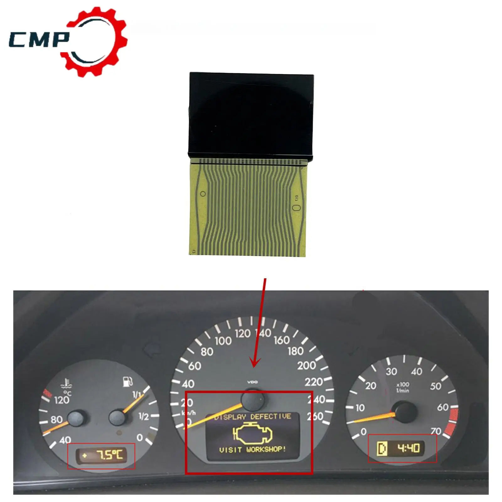 

1 шт., средний ЖК-экран приборной панели для Mercedes Benz W202 W210 W208 R170 1998-2002, детали, спидометр, пиксельный ремонтный экран