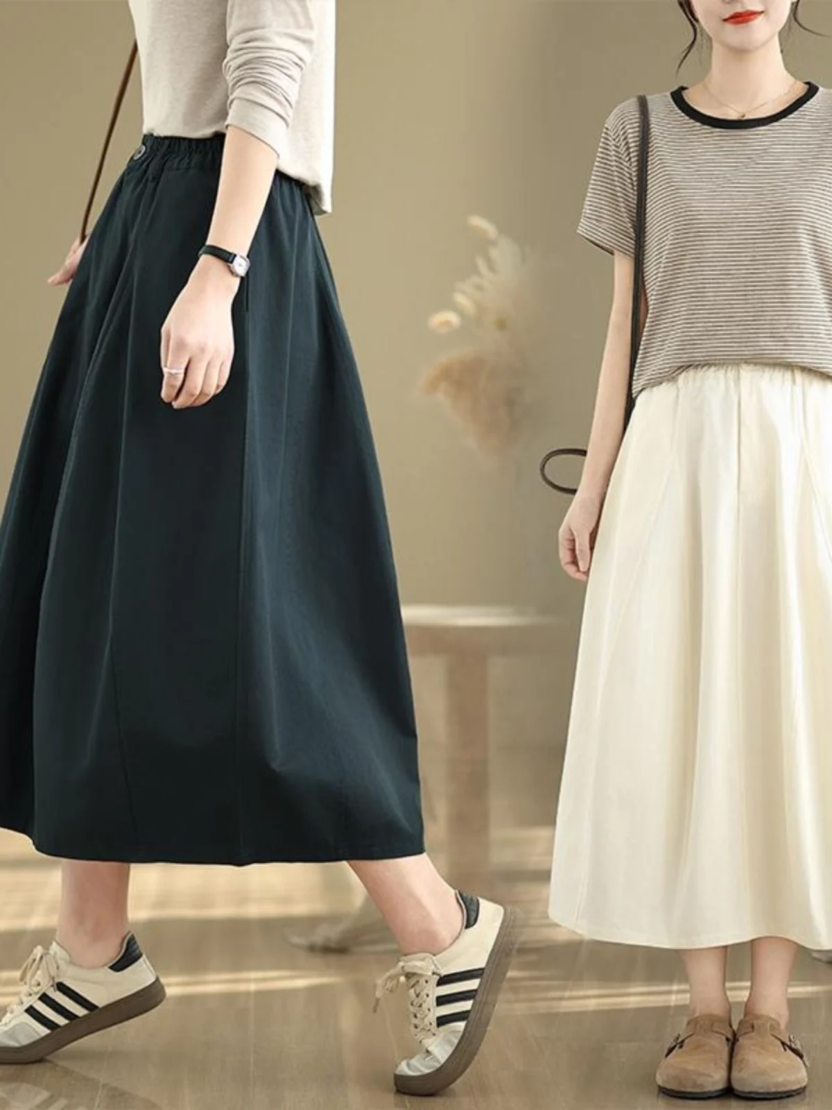 

Высококачественная женская юбка-миди трапециевидной формы с эластичной резинкой на талии, большие размеры, утягивающая рабочая одежда с цветочным принтом, юбки в Корейском стиле, повседневная летняя одежда