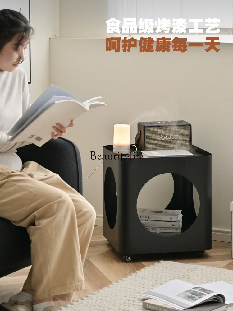 Movable Sofa Mini Small Coffee Table Balcony Living Room Side Wheel Cart