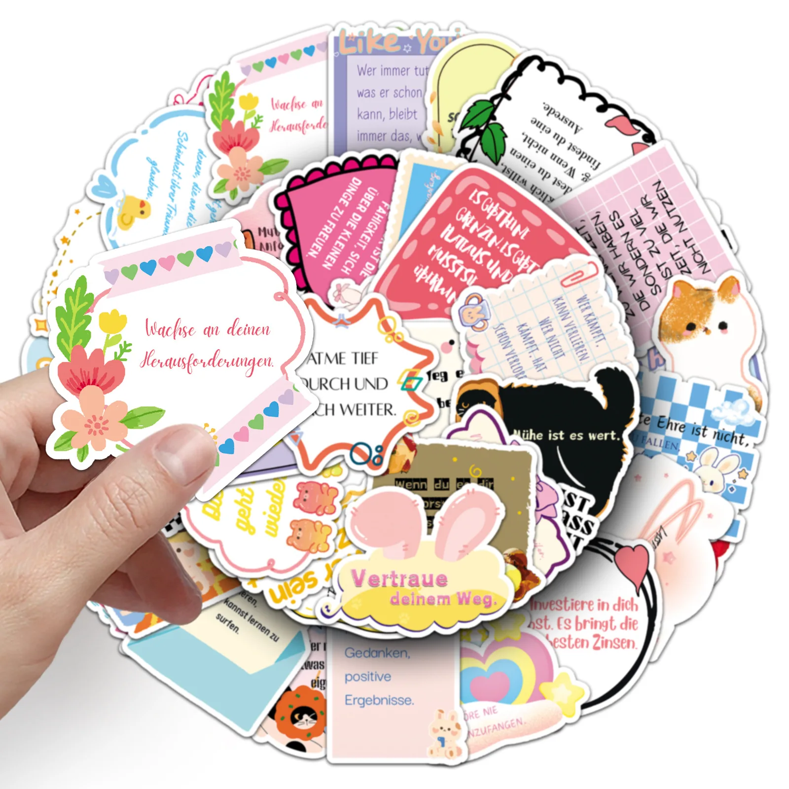 50 STKS Grappige Duitse Cartoon Stickers Inspirerende Zinnen Graffiti Decoratie DIY Speelgoed Laptop Gitaar Auto Fiets Skateboard Decals