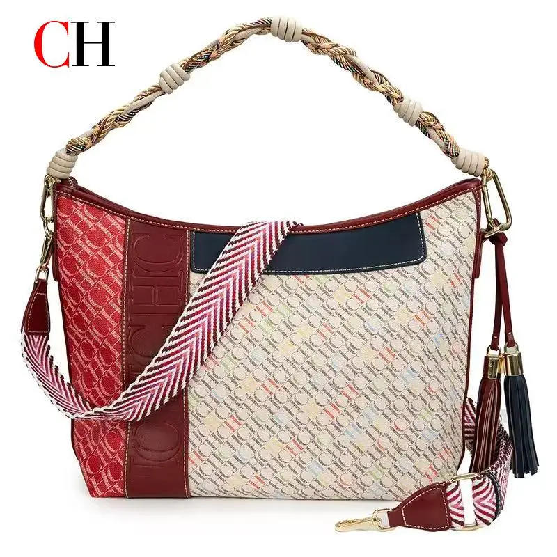 CH Women's Tote Bag 2026 New Splicing Design Dual Purpose Shoulder Bag Large Capacity Commuter Women's Bag
