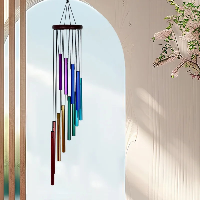 12 Tubes Aluminium Tube Tuning Wind Chime Hanging Rainbow Color Home Decoration Hangings Mother Gift Garden Decoration