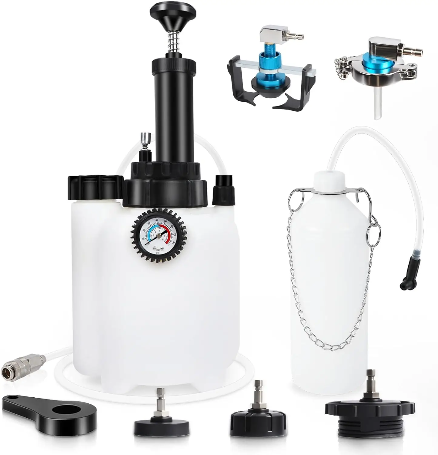 

3L Manual Brake Bleeder Kit with Vacuum Pump, 1L Waste Bottle & Adapters for All Vehicles