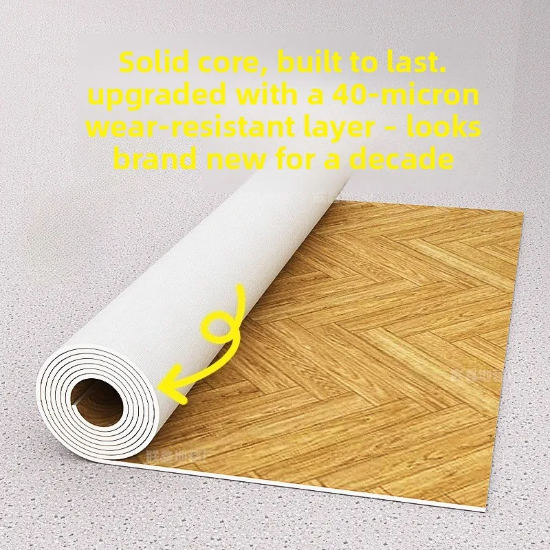 Durable PVC Leather Flooring Self Adhesive Floor Stickers Waterproof Wear Resistant for Bedroom Hotel Shop Dorm Peel and Stick