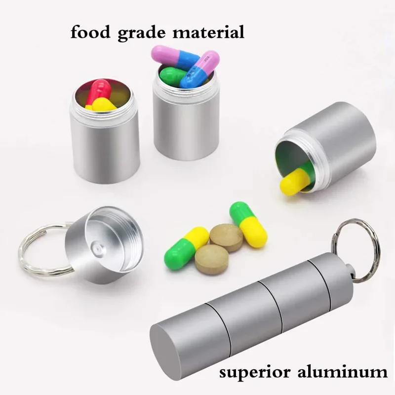 حافظات صغيرة محمولة من الألومنيوم مقاومة للماء لحبوب منع الحمل مختومة 3 مرات شبكات في اليوم منظم قرص السفر زيوت الأسماك فيتامين الطب