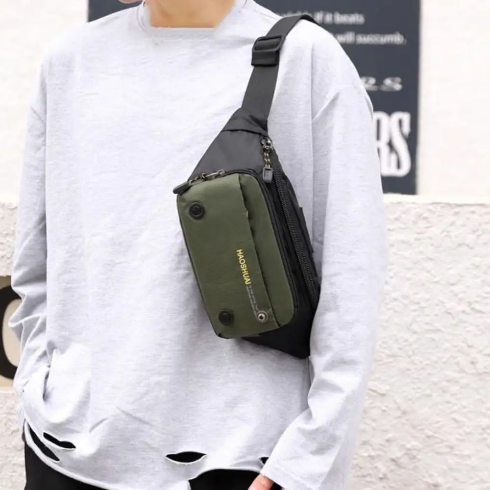

Casual Nylon Men Waist Bag Multi-pocket Large Capacity Sports Fanny Pack Wear Resistant Adjustable Strap Chest Bag Cycling