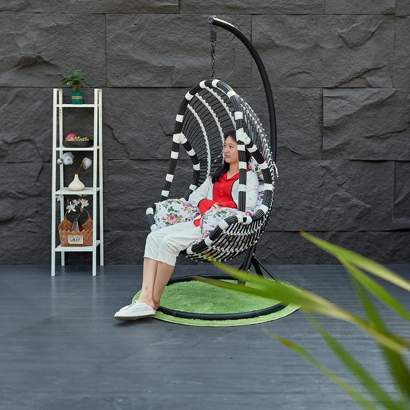 

Fujiyi Outdoor Balcony Hanging Basket Rattan Chair Hanging Chair Leisure Swing Single Rocking Chair Adult Bird's