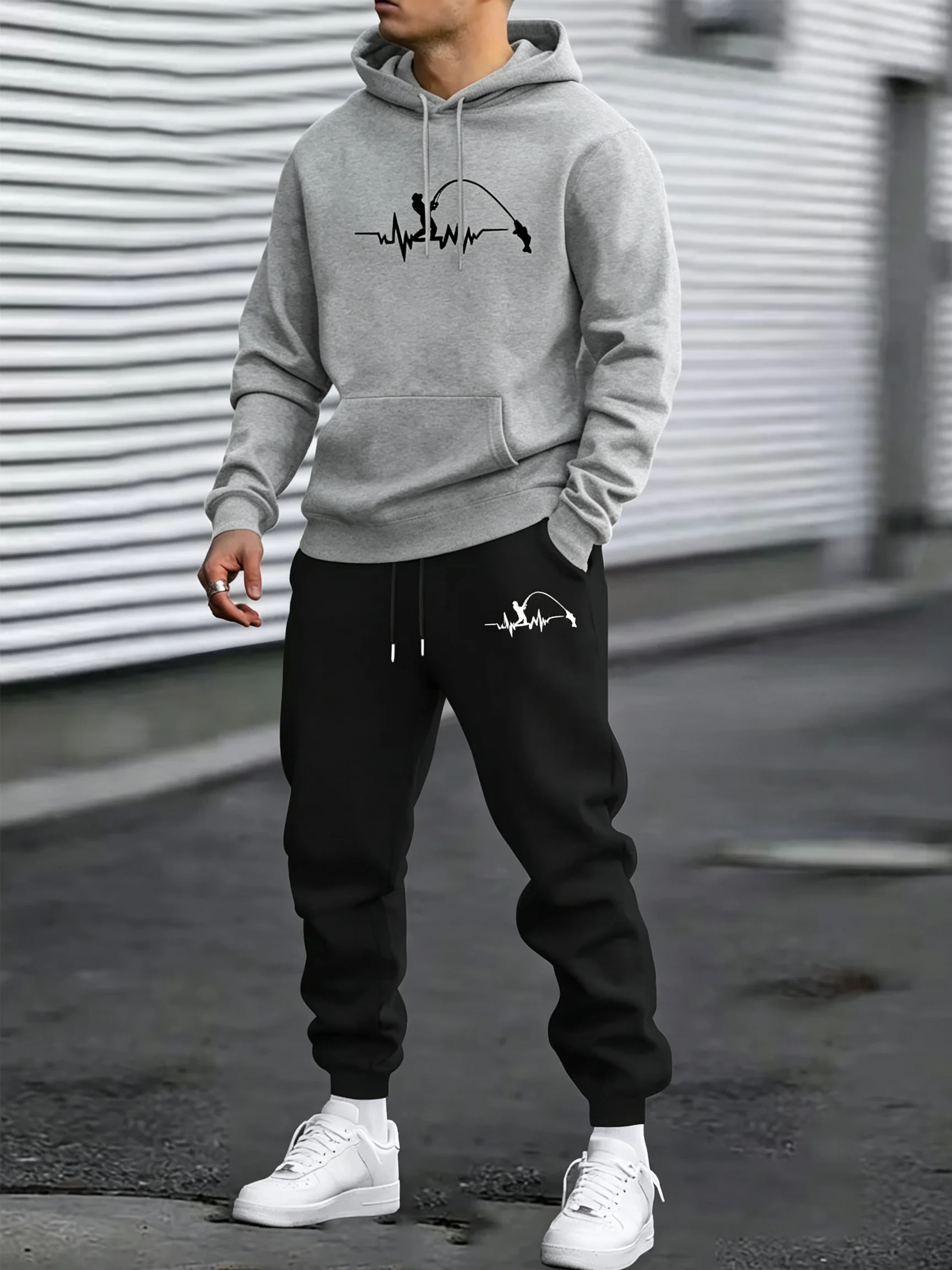 Men's casual sports outfit - F - Fishing Hoodie ulasan dan harga