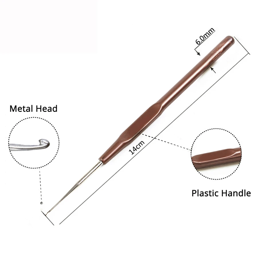 4 Pcs/Lot Hook Needle Crochet Micro Hook For Making Braiding Dreadlock Hair Tools 0.5Mm 0.6Mm 0.7Mm 0.8Mm Smooth Handle