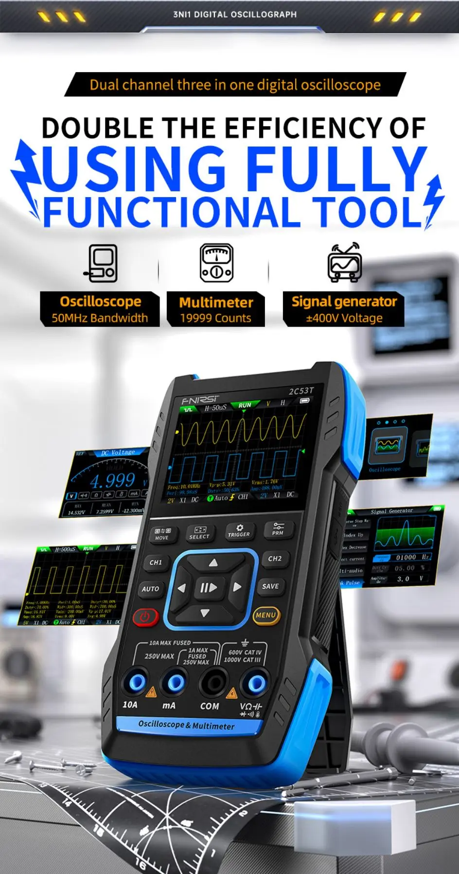 2C23T, 2C53T 3-in-1 Digitales Oszilloskop Multimeter DDS Signalgenerator – Detail 23