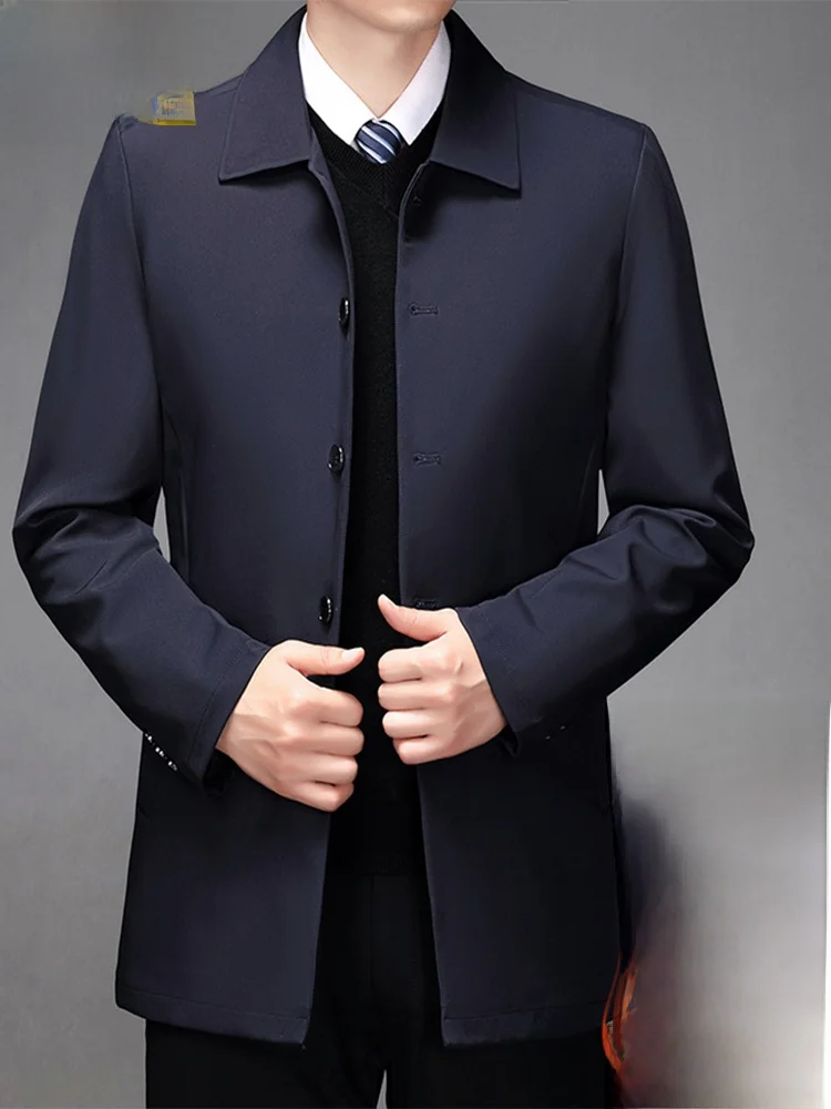 

Утепленное мужское хлопковое пальто с флисовой подкладкой, длинное зимнее пальто, повседневное деловое пальто средней длины, утепленный комплект для отца TUCANO