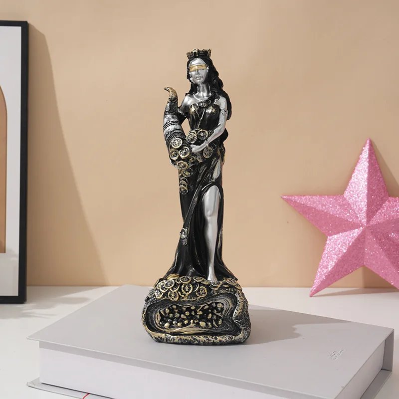 European Greek Wealth Goddess Statue Sculpture Resin Decor Ornament Creative Gift For Cashier Desk Office Fortune Decoration