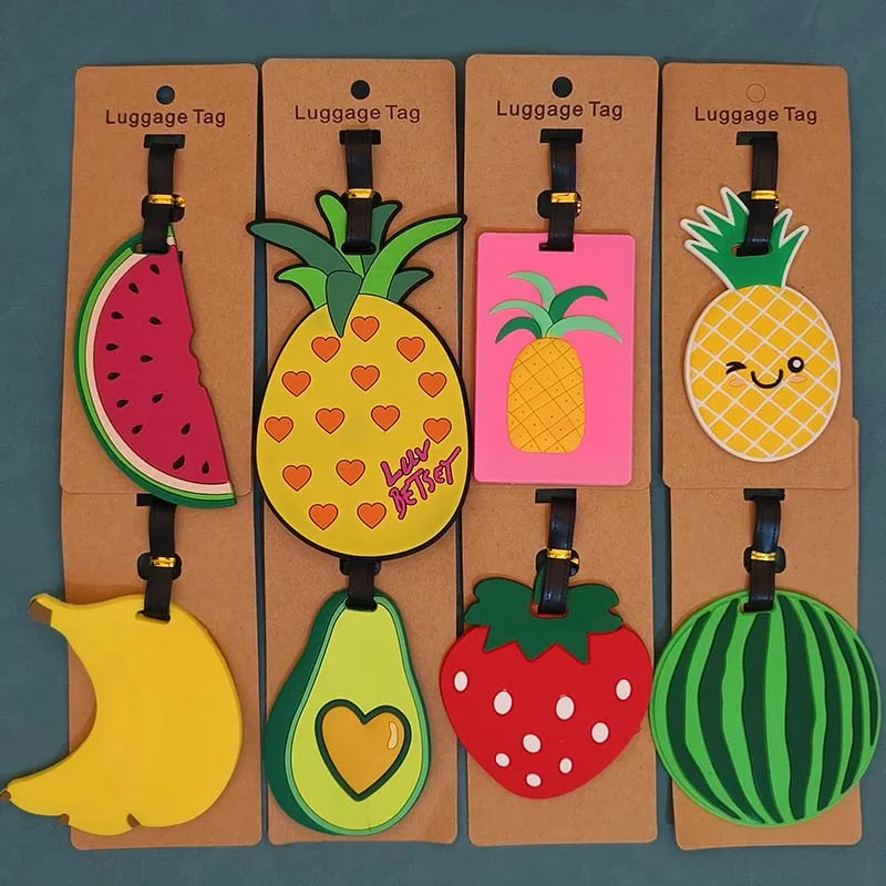 Cute Fruits Travel Accessories Creative Luggage Tag Silica Gel Suitcase ID Address Holder Baggage Boarding Tags Portable Label