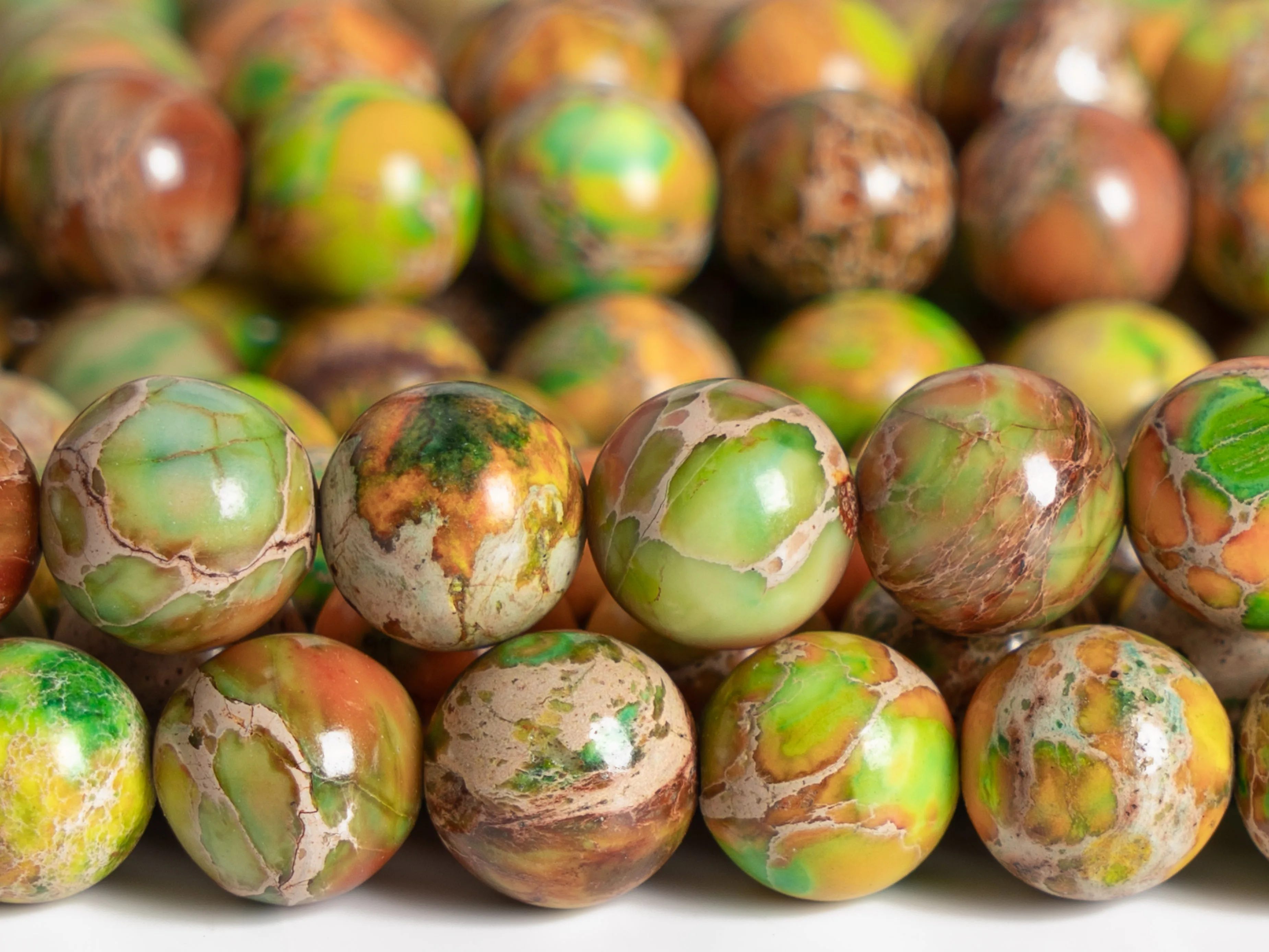 Genuine Natural Yellow Green Red  Sea Sediment Imperial Jasper Beads Grade AAA Round Loose Beads 4/6/8/10mm for Jewelry Making