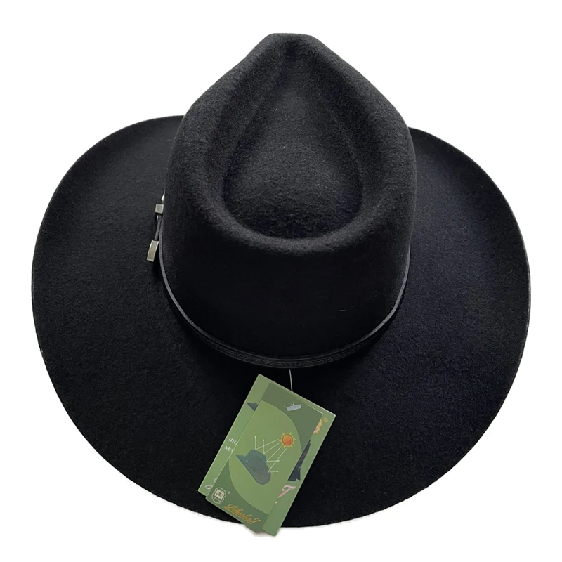 Cowboy Hats for Men Women 100% Wool Felt Western Outback Gambler Hat Crushable Classic Pinch Front Wide Brim Fedora Hat