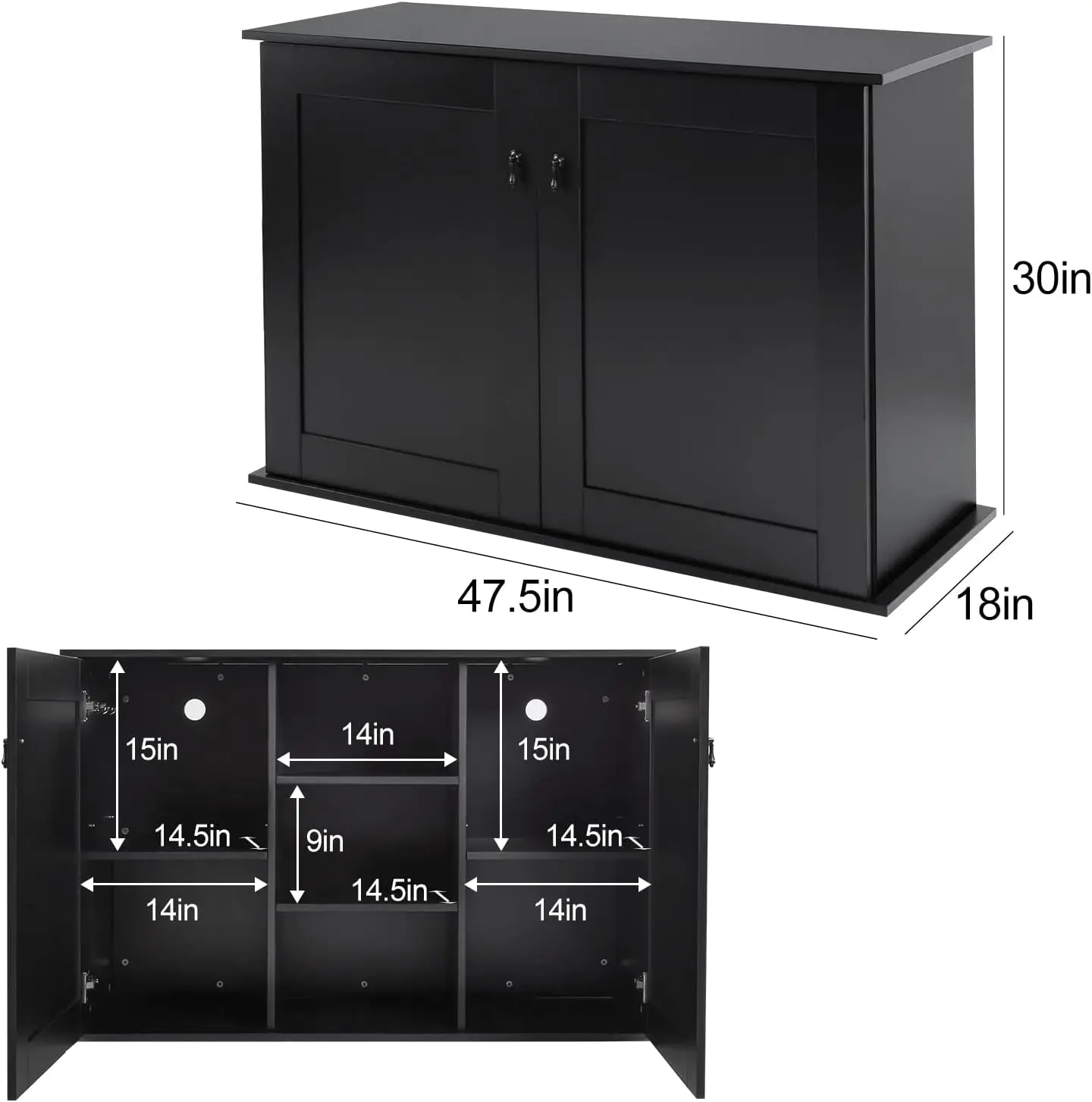 Reptile Aquarium Terrarium Wooden Stand and Cabinet with Adjustable Shelf for 48L x 18W inch Amphibian