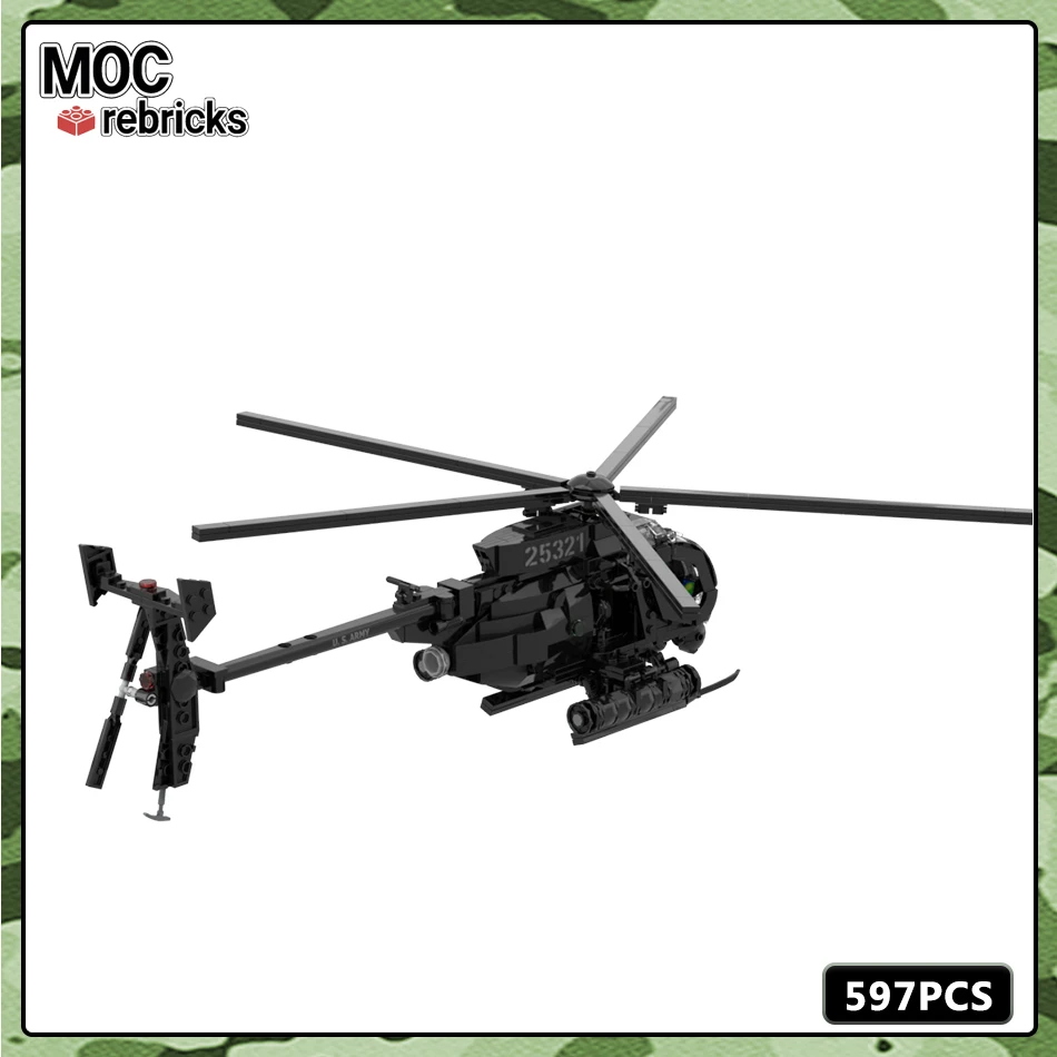 MOC Military Series Famous Games MH-6 Little Bird Helicopterts Building Block Model Set DIY Boy Toys Hobbies Holiday Gifts