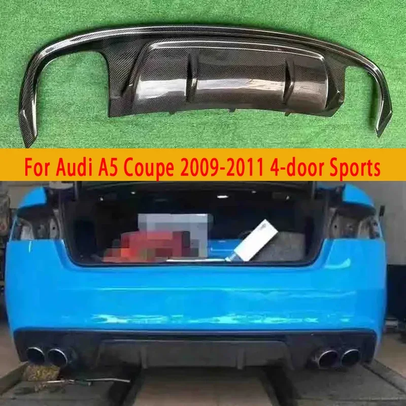 For Audi A5 Coupe 2009-2011 4-door Sports Carbon Fiber Back lip Car Bumper Diffuser Rear Splitters Spoiler body kit