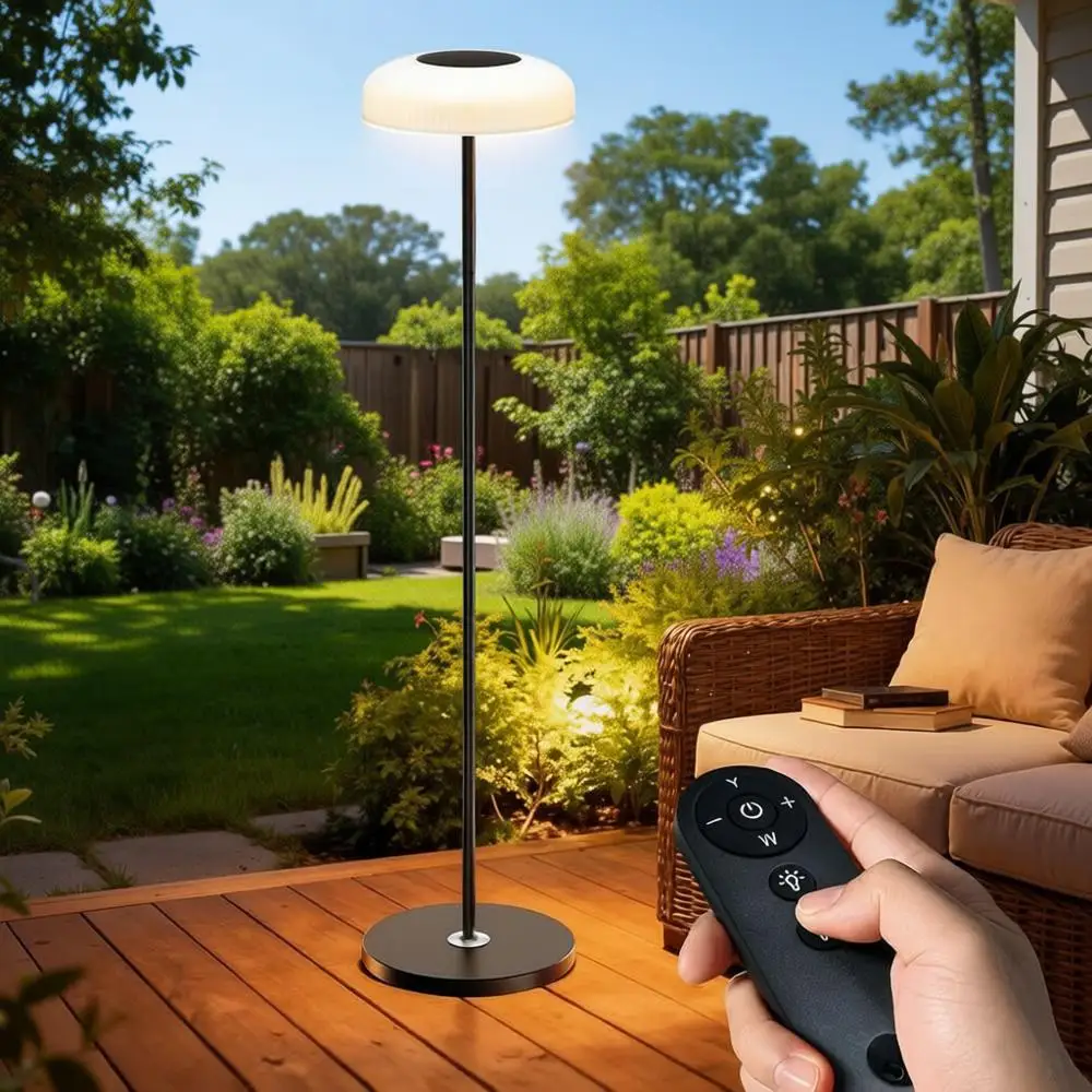 

Уличный напольный светильник с пультом ДУ и сенсорным управлением, высокий перезаряжаемый светильник для создания атмосферы на веранде, в саду и гостиной, теплый свет