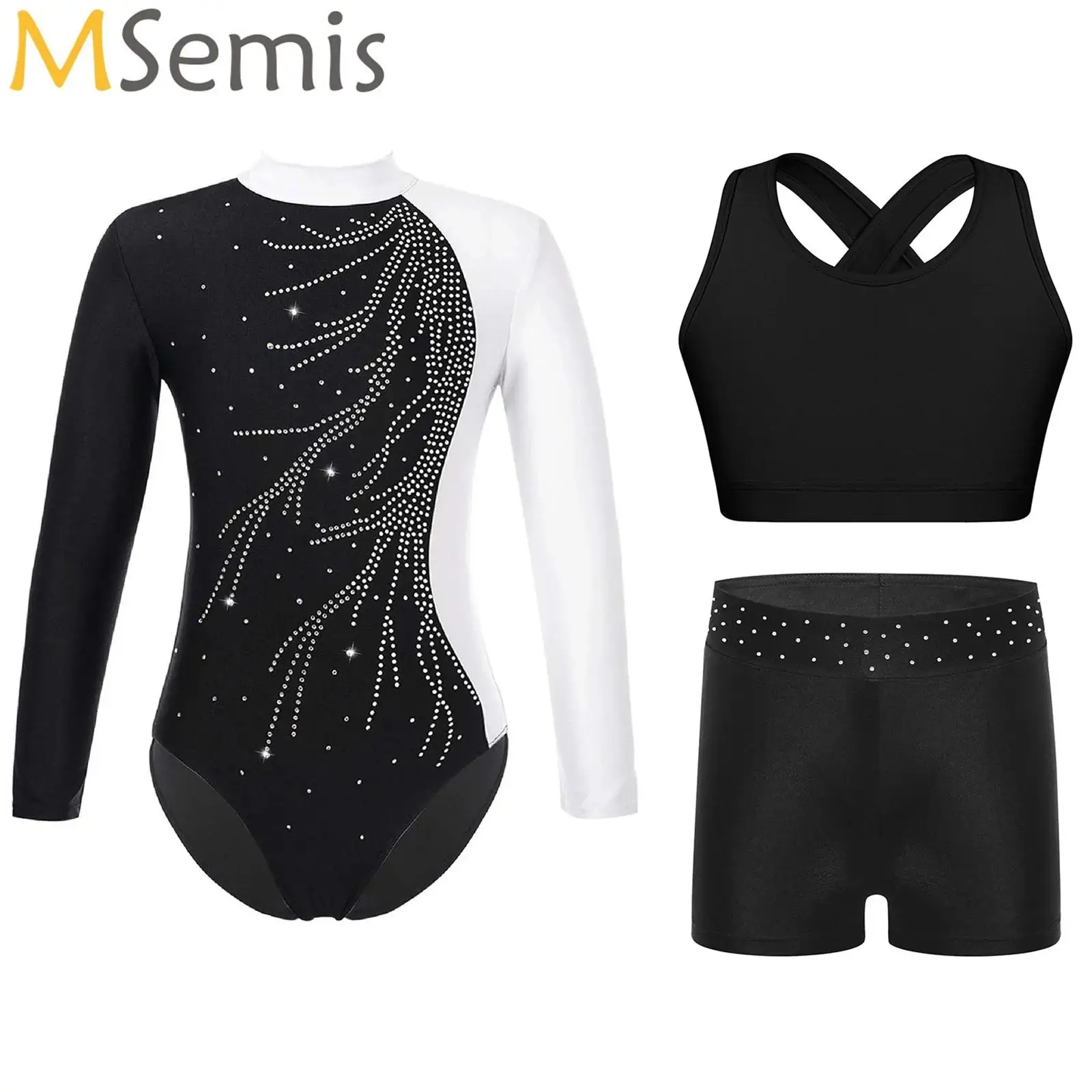 

Child Long Sleeve Ballet Dance Outfits Little Girl Gymnastics Jersey Leotards + Vest Shorts Girls Dancewear Set Yoga Unitard