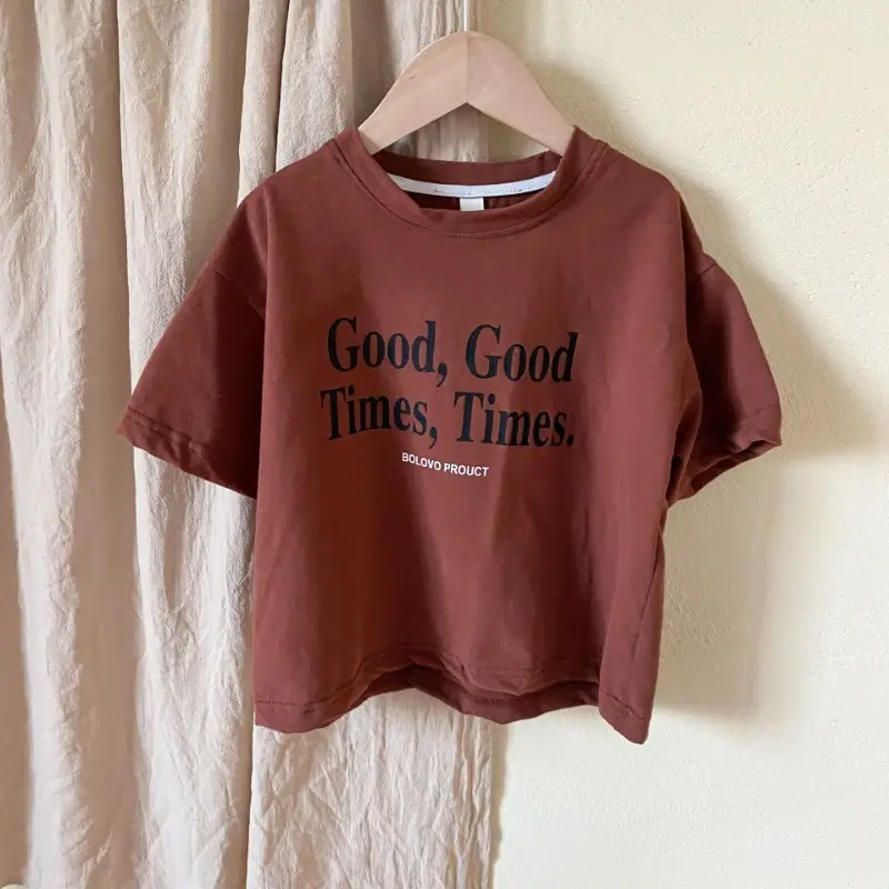 2024 Summer children short sleeve T shirts Letters printed loose Tees Boys and girls cotton casual Tops - Image 6