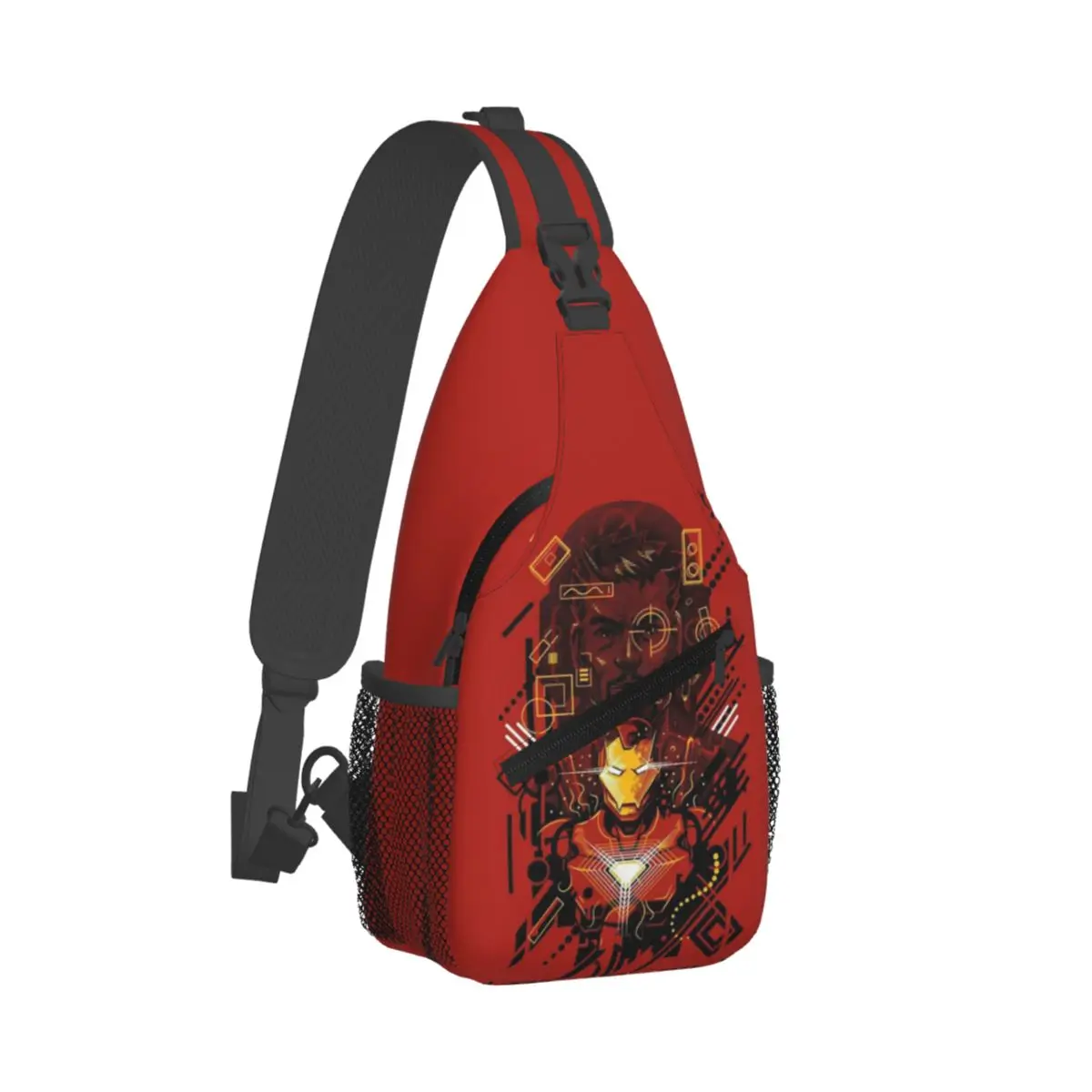 Custom Iron Man Brave Shoulder Crossbody Chest Backpack for Men Women Traveling Shoulder Chest Bags Sling Bag Shoulder Backpack