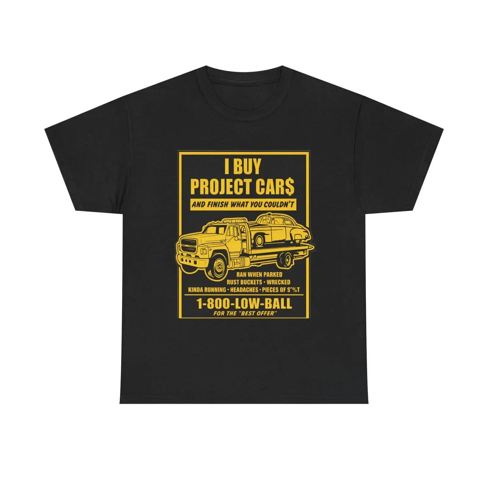 I Buy Project Cars tee Truck Towing Classic Car Salvage T Shirt vintage Washed Slightly Casual Stretched Top For Everyday Wear