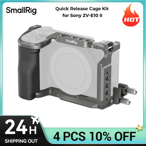 Imagen 1 del producto SmallRig ZV-E10 II Jaula de cámara HawkLock Kit de jaula de liberación rápida para Sony ZV-E10 II con placa de liberación rápida Arca-Swiss 4949
