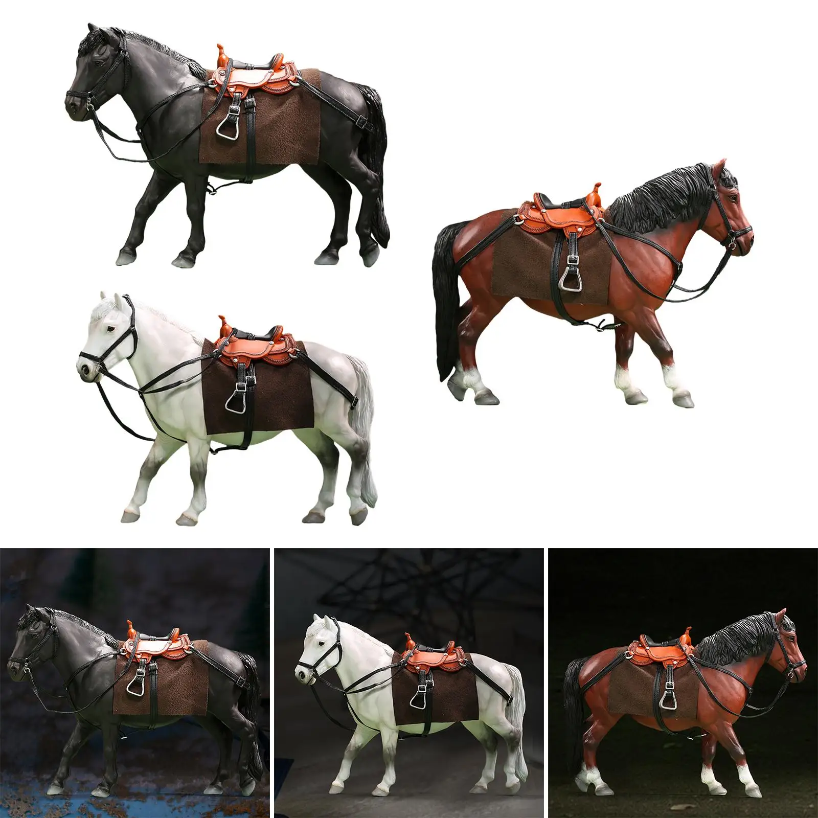 Figurka konia w skali 1/12, kolekcjonerskie ozdoby, realistyczna miniaturowa figurka konia do figurek akcji o wysokości 15 cm, akcesoria do dioramy.