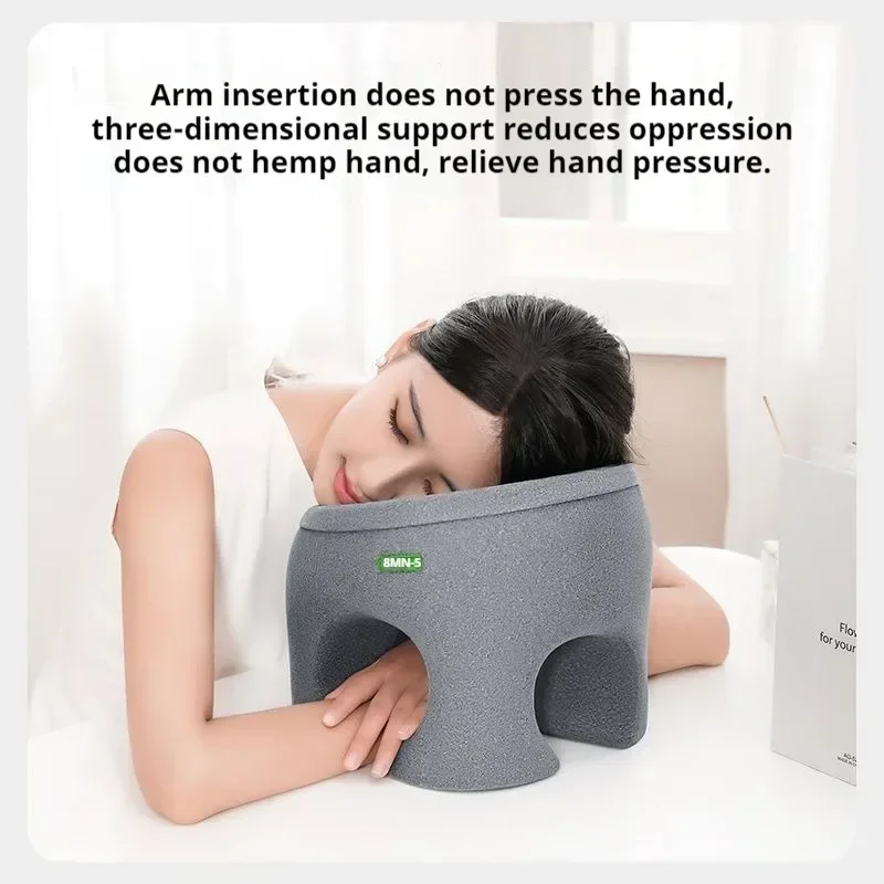 Memory Foam Nap Pillow Orthopedic Support Desk Napping Neck Support Pillow Breathable Ergonomic Design Travel Pillow Office Rest