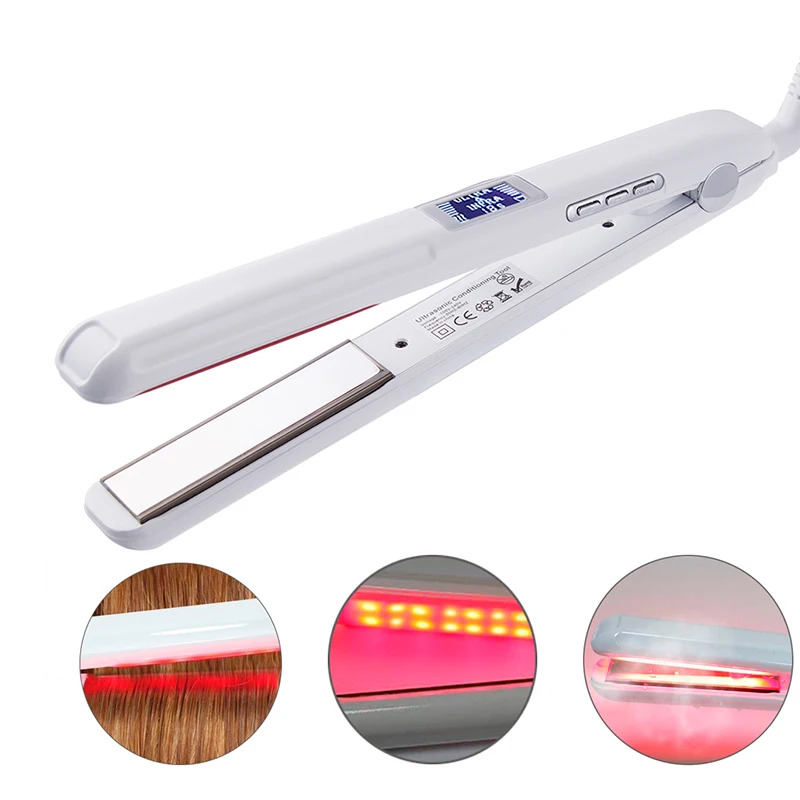 Upgraded LCD Display Ultrasonic Infrared Hair Care Iron Hair Treatment Styler Hair Straightener