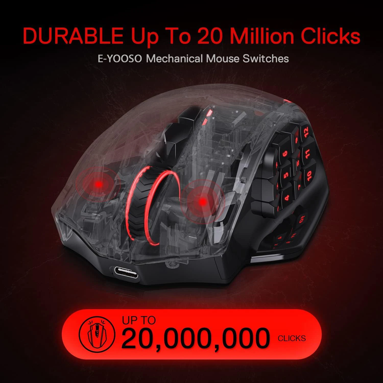 Redragon m913 impacto elite com fio mouse para jogos sem fio com 16 botões programáveis 16000 dpi jogo ratos para computador portátil