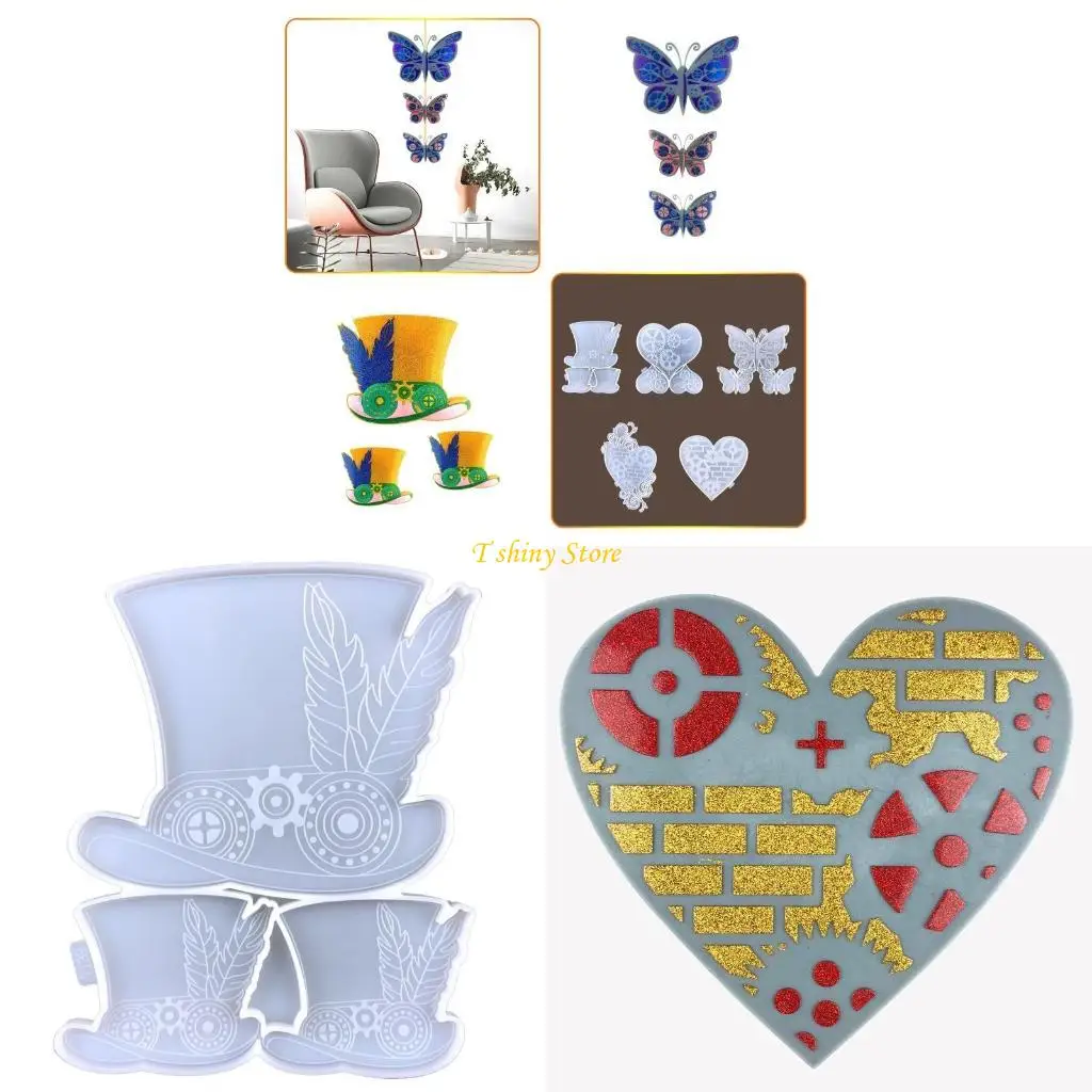 

N58F для бабочки любви к шляпам Силиконовая плесень эпоксидная листа для настенной стойки